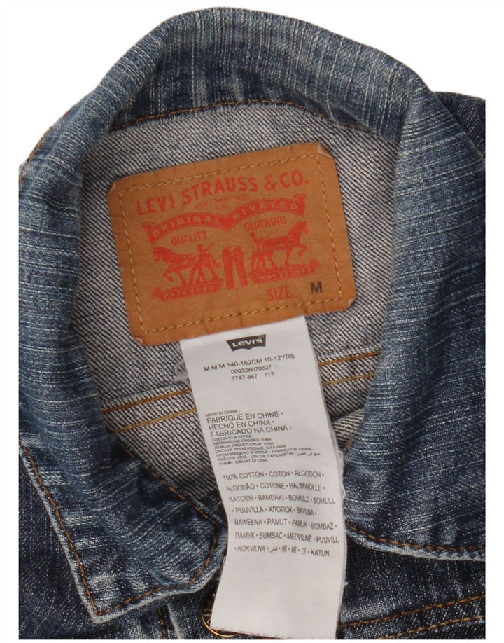 Levi's Dame Crop Denim Jacket UK 12 Medium Blue Bomuld