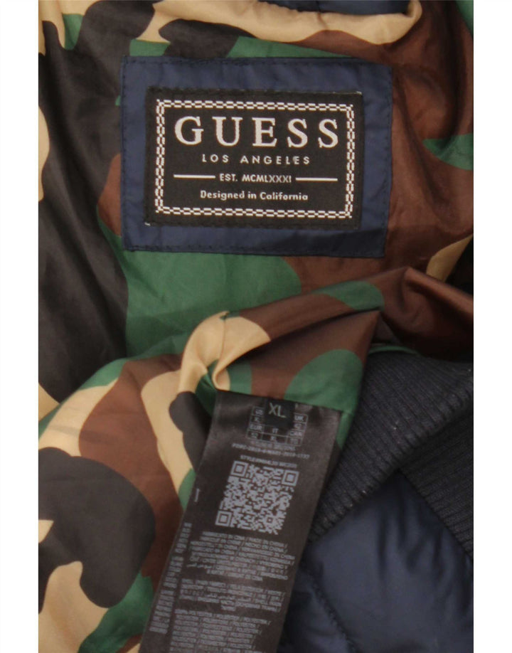 Guess Polstret Herrejakke UK 42 XL Marineblå Colourblock Polyester