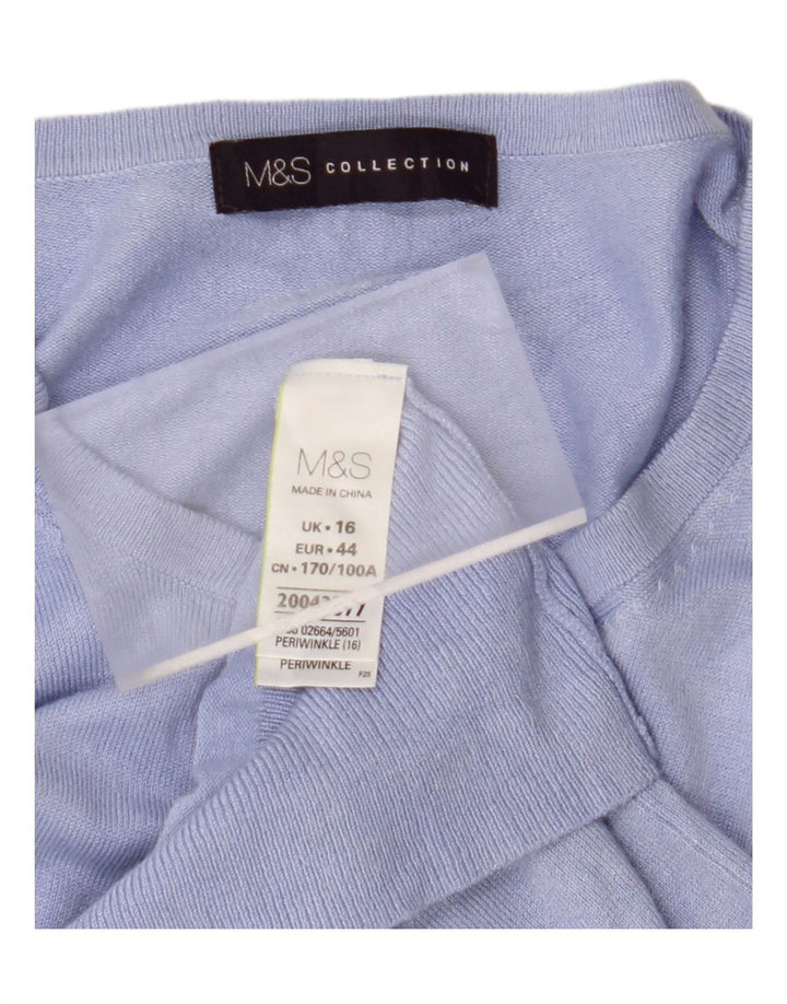 MARKS & SPENCER Womens Cardigan Sweater UK 16 Large Blue Viscose Vintage Marks & Spencer and Second-Hand Marks & Spencer from Messina Hembry 
