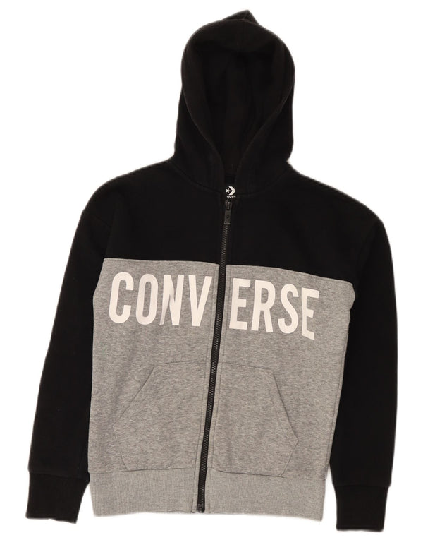 Converse Boys grafisk hættetrøje med lynlås 8-9 år Small Black Colourblock