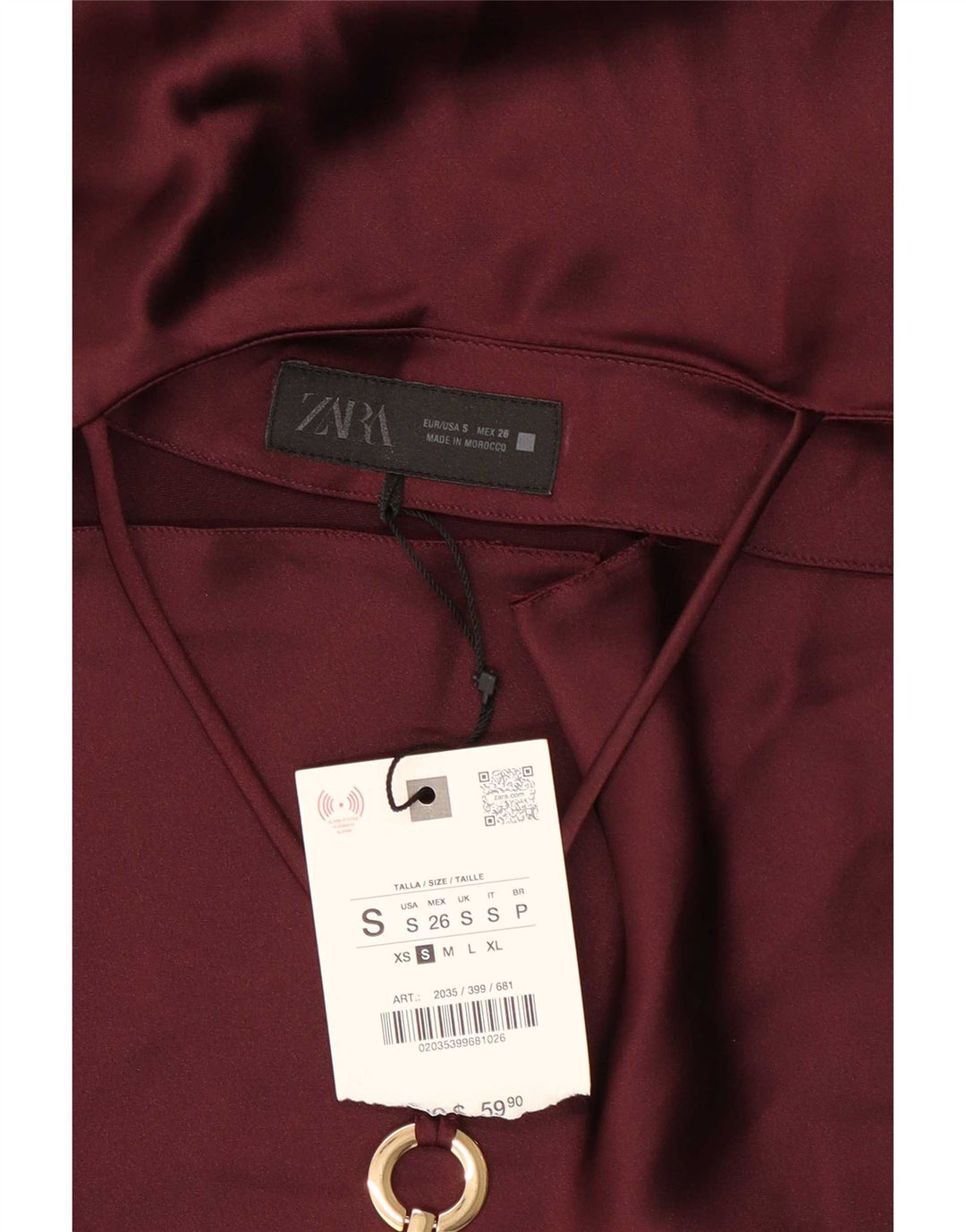 Zara Dame Halter Dress UK 10 Small Bourgogne Polyester