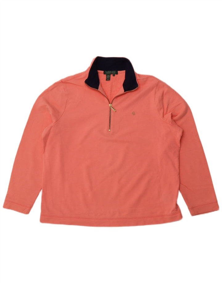 RALPH LAUREN Sweatshirt med lynlås til kvinder UK 18 XL Orange Bomuld
