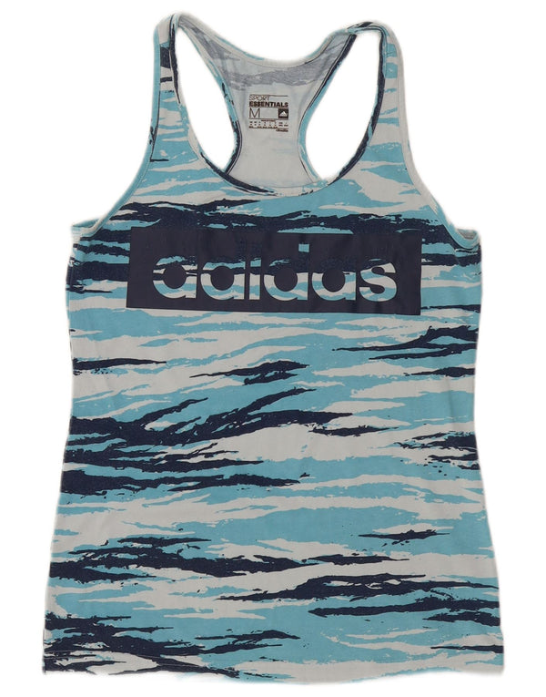 Adidas Dame Climalite Grafisk Vest Top UK 12/14 Medium Blue Camouflage