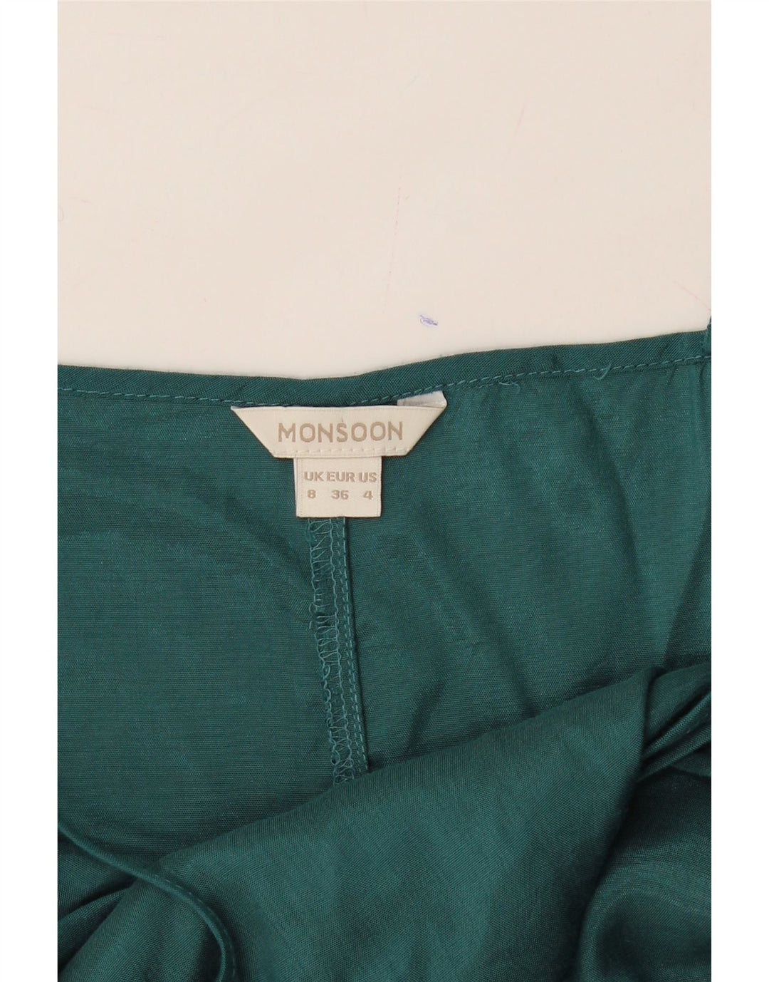 MONSOON Womens Slip Dress UK 8 Small Green Viscose Vintage Monsoon and Second-Hand Monsoon from Messina Hembry 