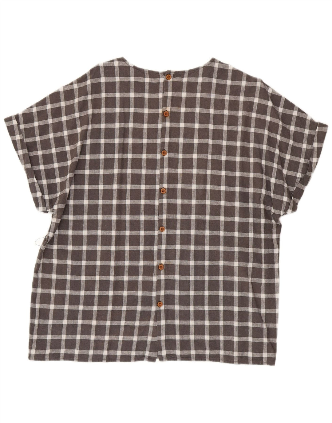 Zara Kortærmet Oversized skjortebluse til kvinder UK 14 Medium Grey Check