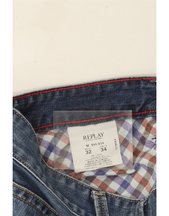 REPLAY Herre Straight Jeans W32 L34 Blå Bomuld