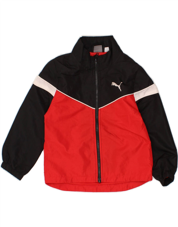 PUMA Boys Rain Jacket 3-4 Years Red Colourblock Polyester Vintage Puma and Second-Hand Puma from Messina Hembry 
