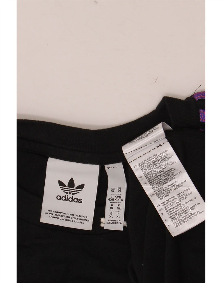 ADIDAS Herre T-Shirt Top XL Sort Bomuld