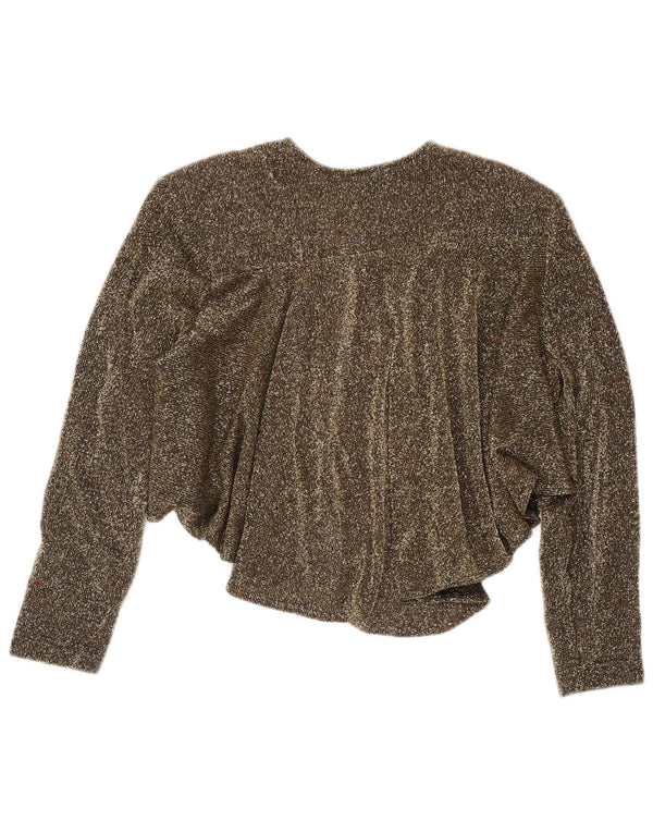 Vintage Dame Bolero Cardigan Sweater UK 14 Medium Gold Flecked Acryl