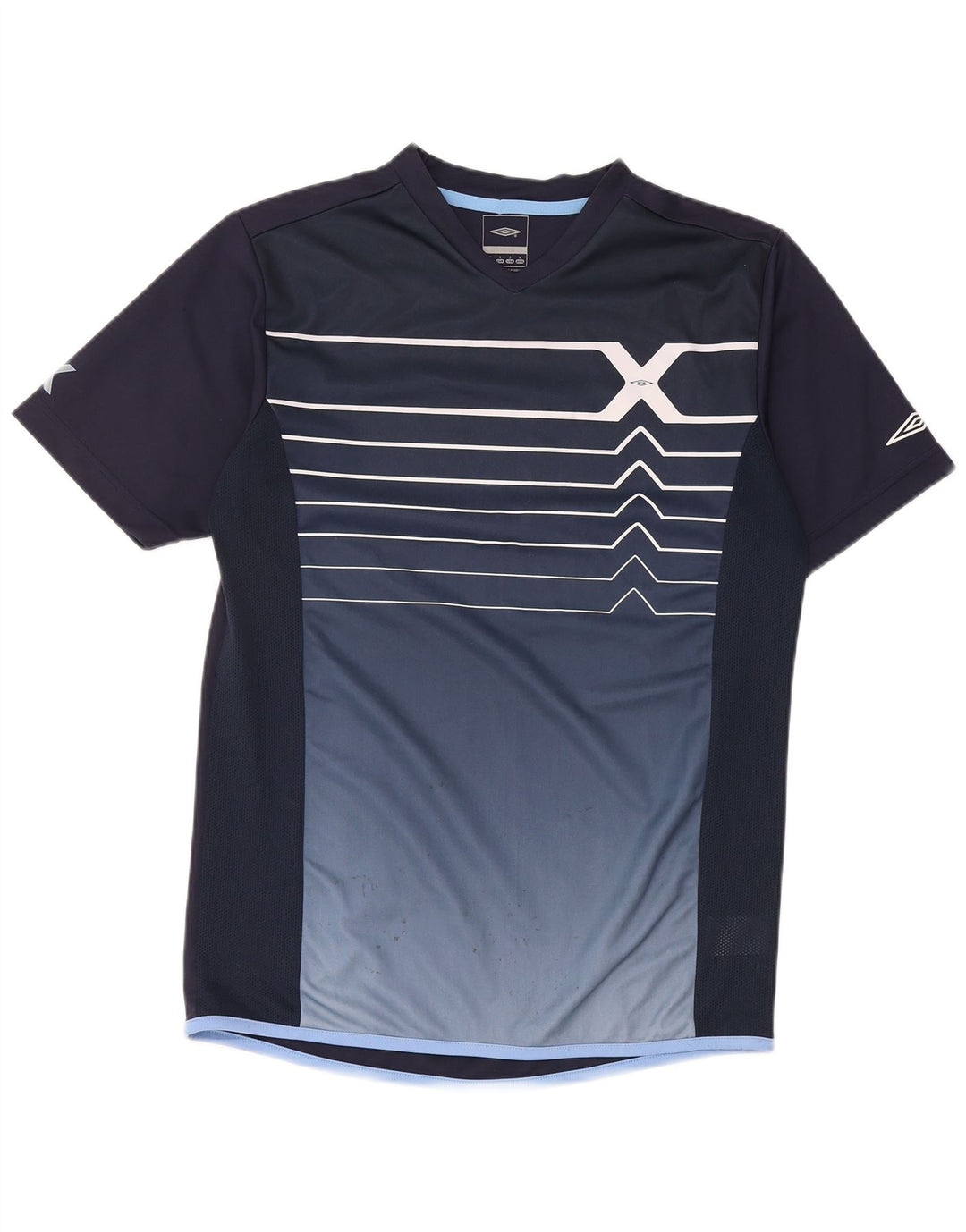UMBRO Mens Graphic T-Shirt Top Small Navy Blue Colourblock Polyester