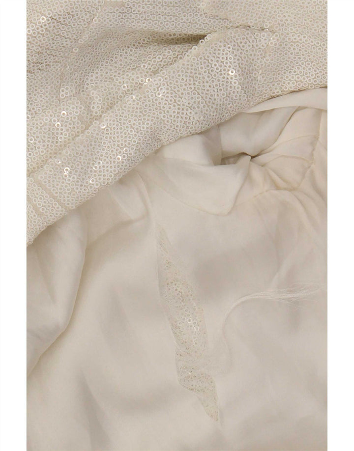 Zara Dame 1 Knap Pailletter Blazer Jacket UK 10 Small White