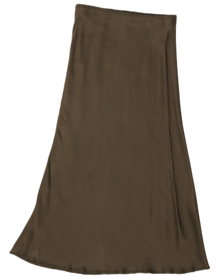 Zara Dame Højtalje Maxi Nederdel Medium W28 Khaki