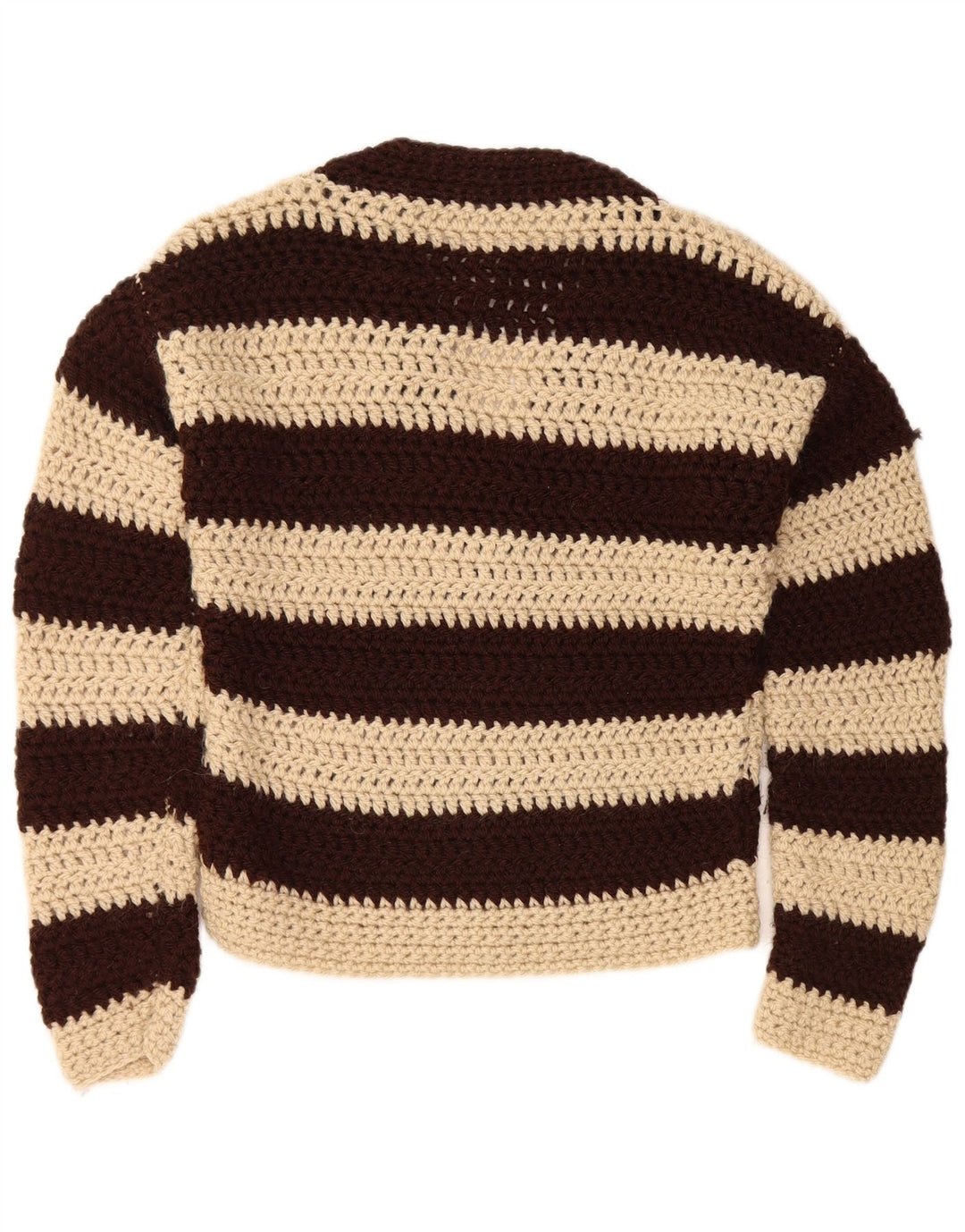 Vintage Dame V-hals sweater UK 12 Medium Brun Stribet