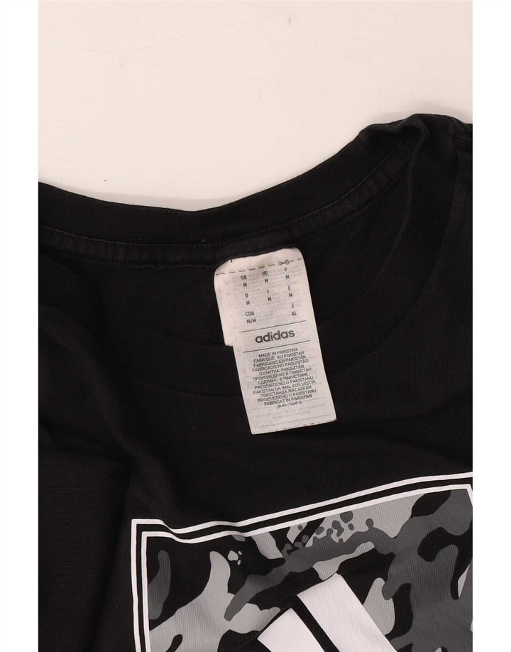 Adidas Herre grafisk T-shirt Top Medium Sort Bomuld