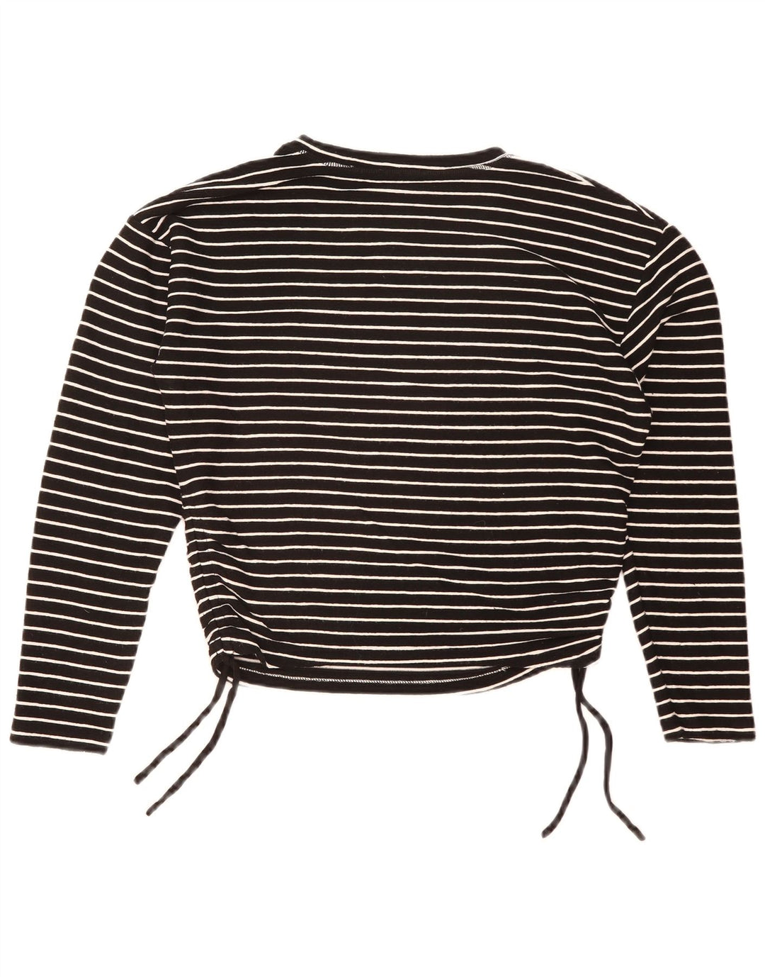 Zara Womens Crop Top Langærmet UK 16 Stor sortstribet polyester
