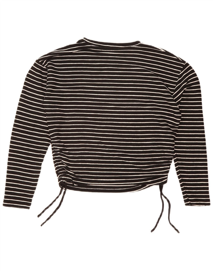 Zara Womens Crop Top Langærmet UK 16 Stor sortstribet polyester
