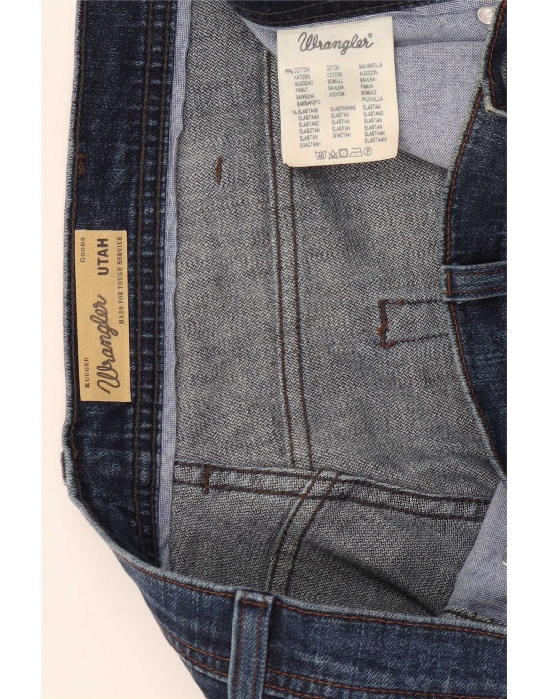 Wrangler Herre Utah Straight Jeans W38 L32 Blå Bomuld