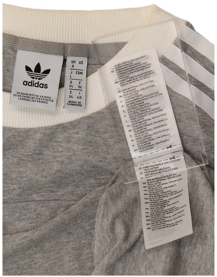 ADIDAS Dame Top Langærmet UK 8 Small Grey Flecked Bomuld