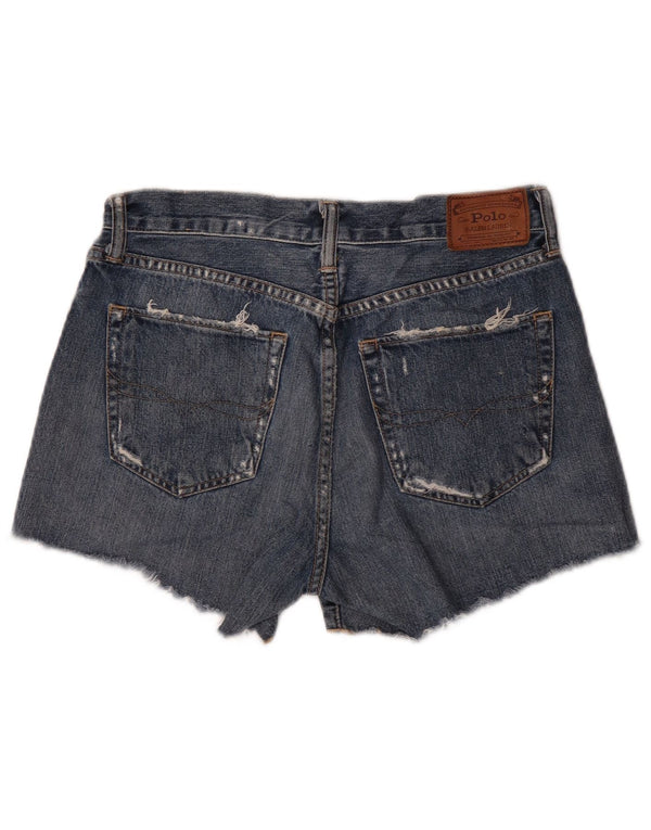 Polo Ralph Lauren Dame Distressed Denim Shorts W27 Small Blue Bomuld