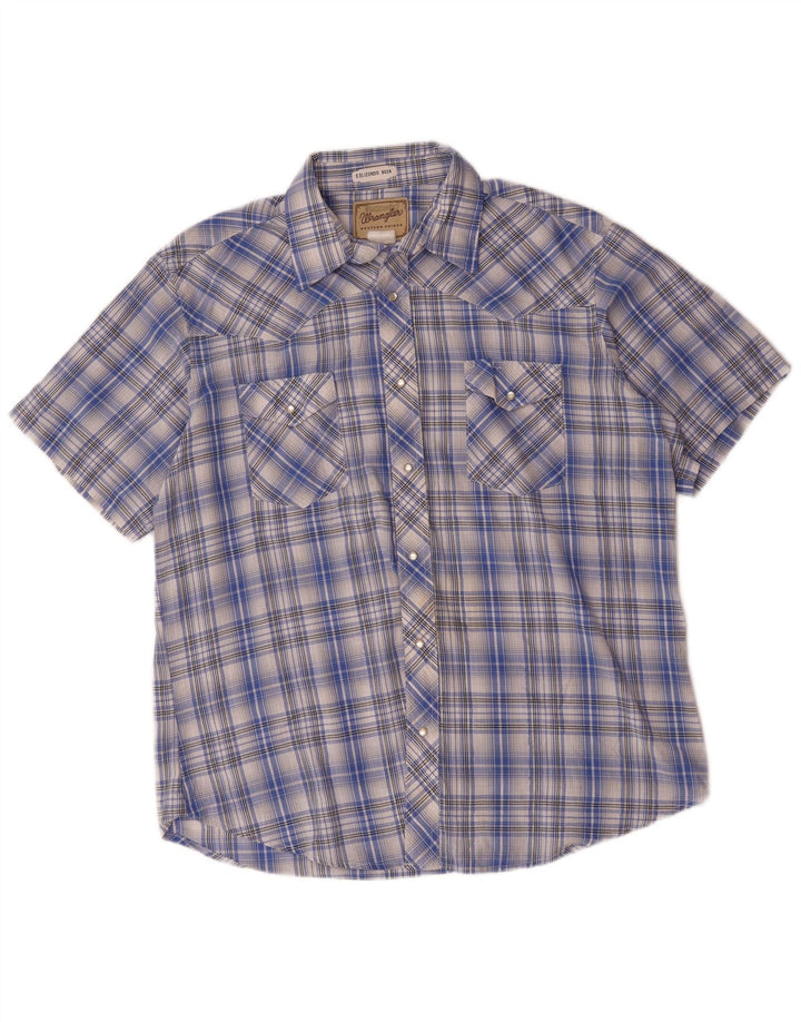 Wrangler Herre vestlig kortærmet skjorte XL blå plaid