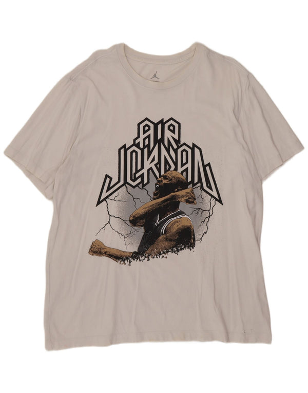 Jordan Herre Grafisk T-Shirt Top XL Hvid Bomuld