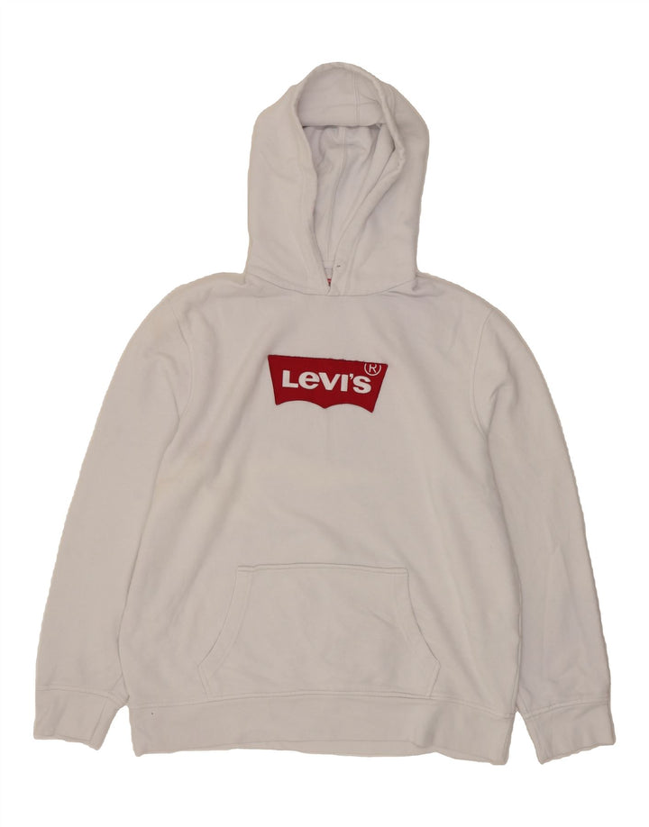 LEVI'S Mens Graphic Hoodie Jumper XL White Cotton Vintage Levi's and Second-Hand Levi's from Messina Hembry 