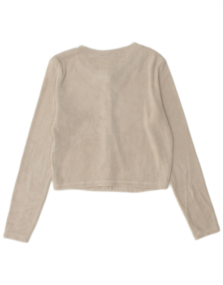 Zara Womens Crop Cardigan Sweater UK 12 Medium Beige