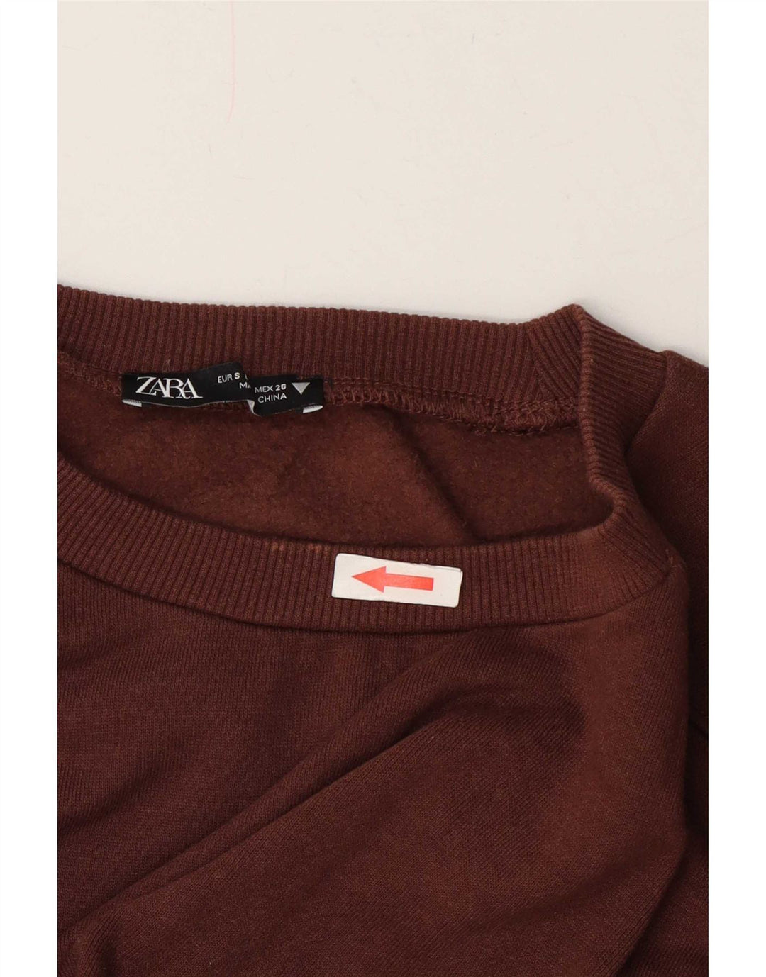 Zara Womens Crop Sweatshirt Jumper UK 10 Small Brown
