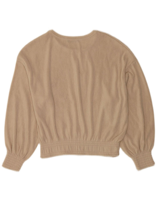Zara Dame Langærmet Oversized Bluse Top UK 10 Small Beige Polyester