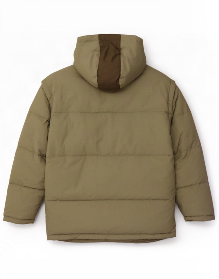 Fila Herre hættepolstret jakke UK 44 2XL Khaki Colourblock Polyamid