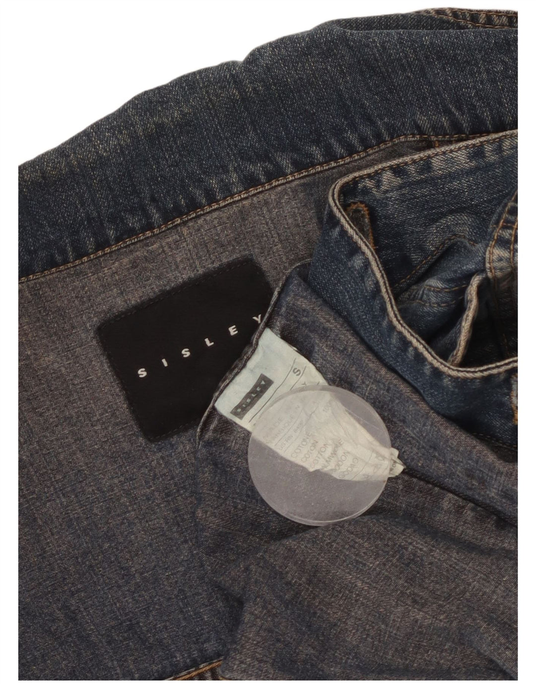 SISLEY Dame denimjakke UK 10 Small Blue Cotton