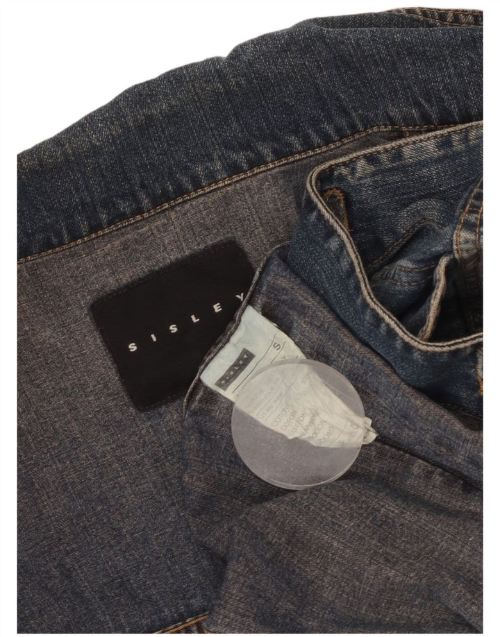 SISLEY Dame denimjakke UK 10 Small Blue Cotton