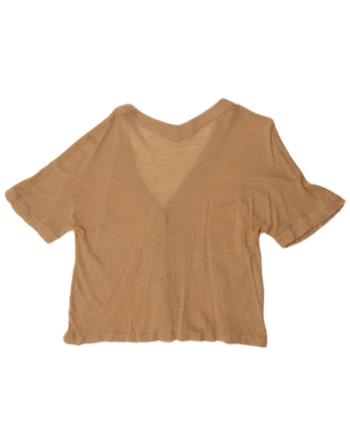 Massimo Dutti Dame Kortærmet Cardigan Top UK 14 Medium Beige