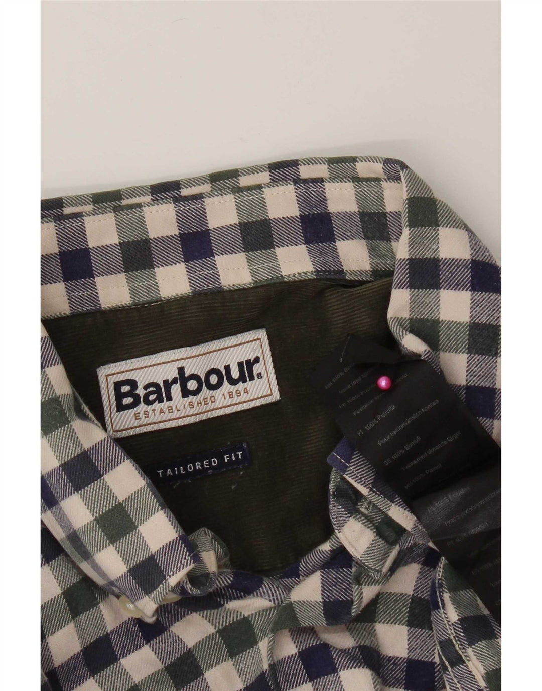 Barbour herre skræddersyet pasform flannel skjorte mellemblå Gingham bomuld