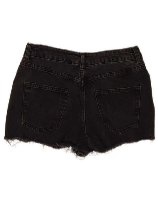 Topshop Dame Distressed Denim Shorts W26 Small Black Bomuld