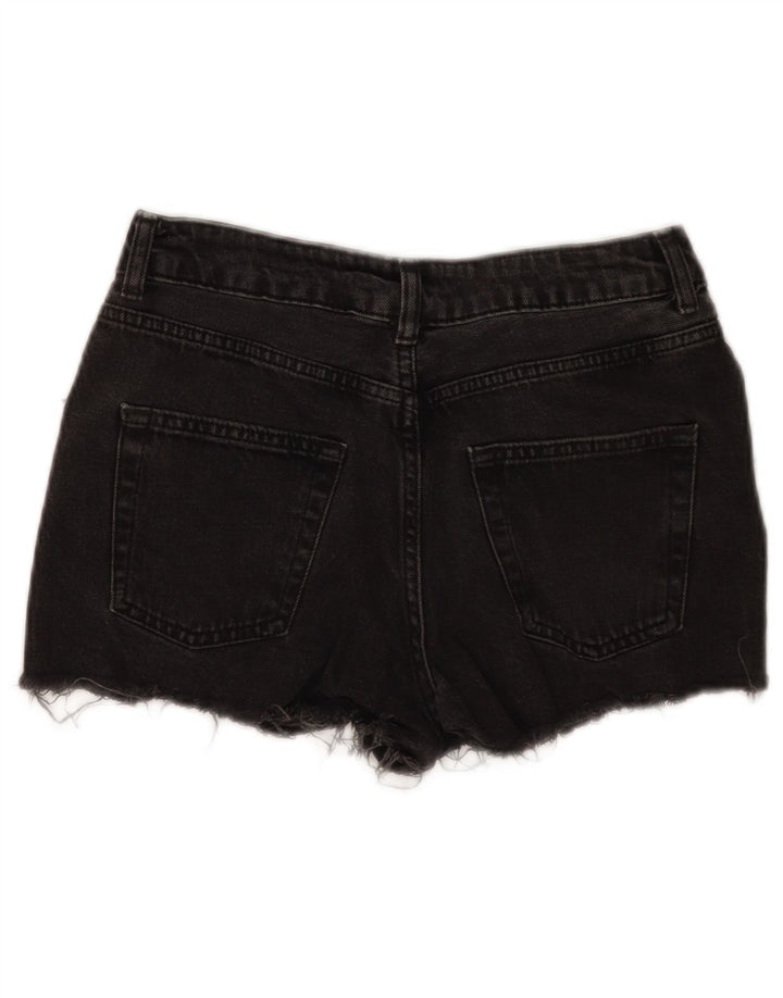 Topshop Dame Distressed Denim Shorts W26 Small Black Bomuld
