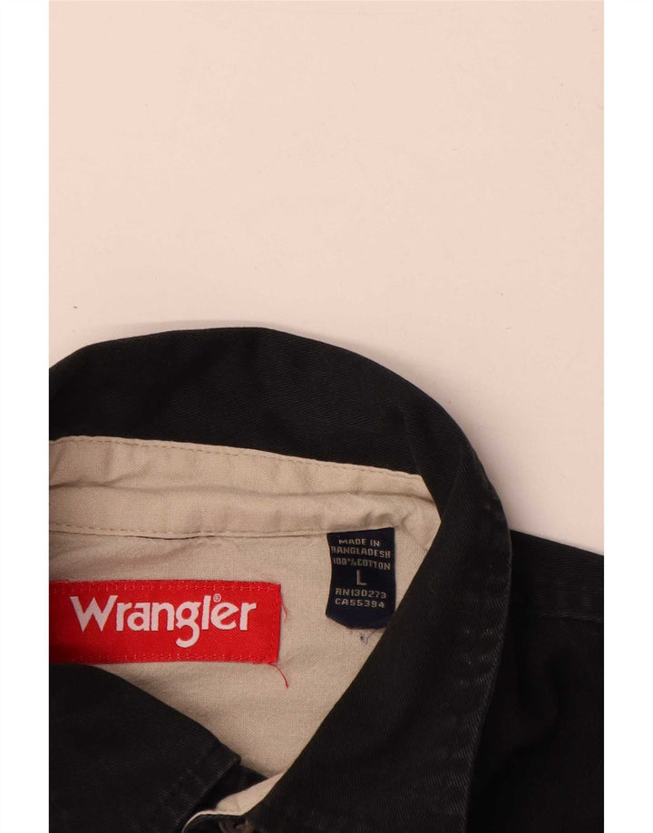 Wrangler denimskjorte til mænd, stor sort bomuld