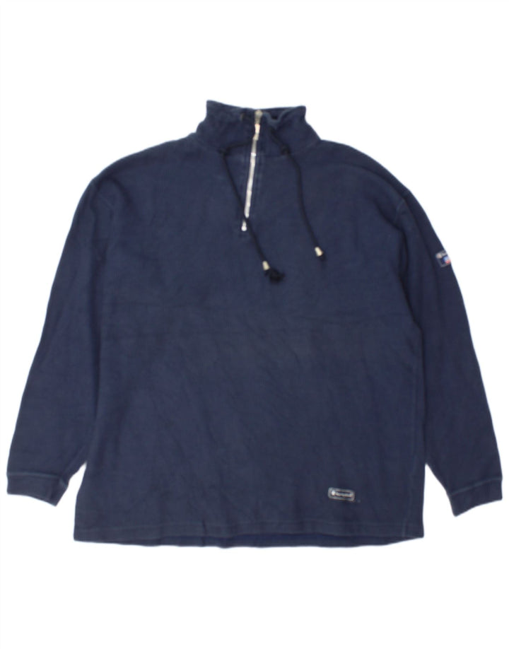 Champion Herre Zip Neck Sweatshirt Jumper Large Navy Blue Bomuld