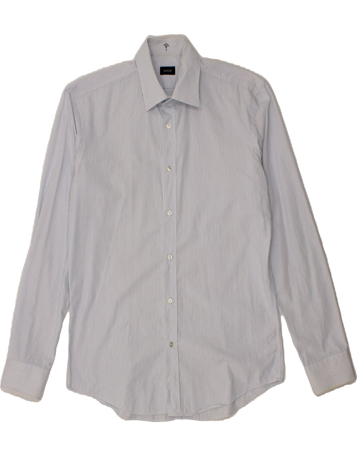 JOOP Mens Shirt UK 39 Medium Blue Pinstripe Cotton Vintage Joop and Second-Hand Joop from Messina Hembry 