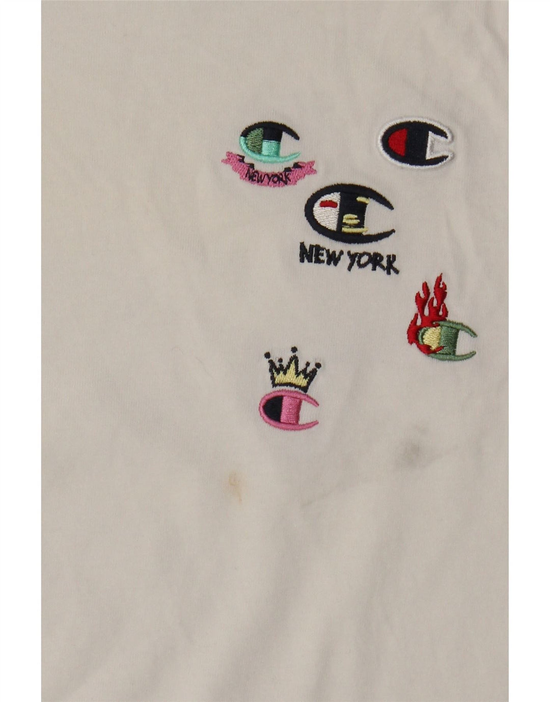 Champion Dame Grafisk T-Shirt Top UK 12 Medium White