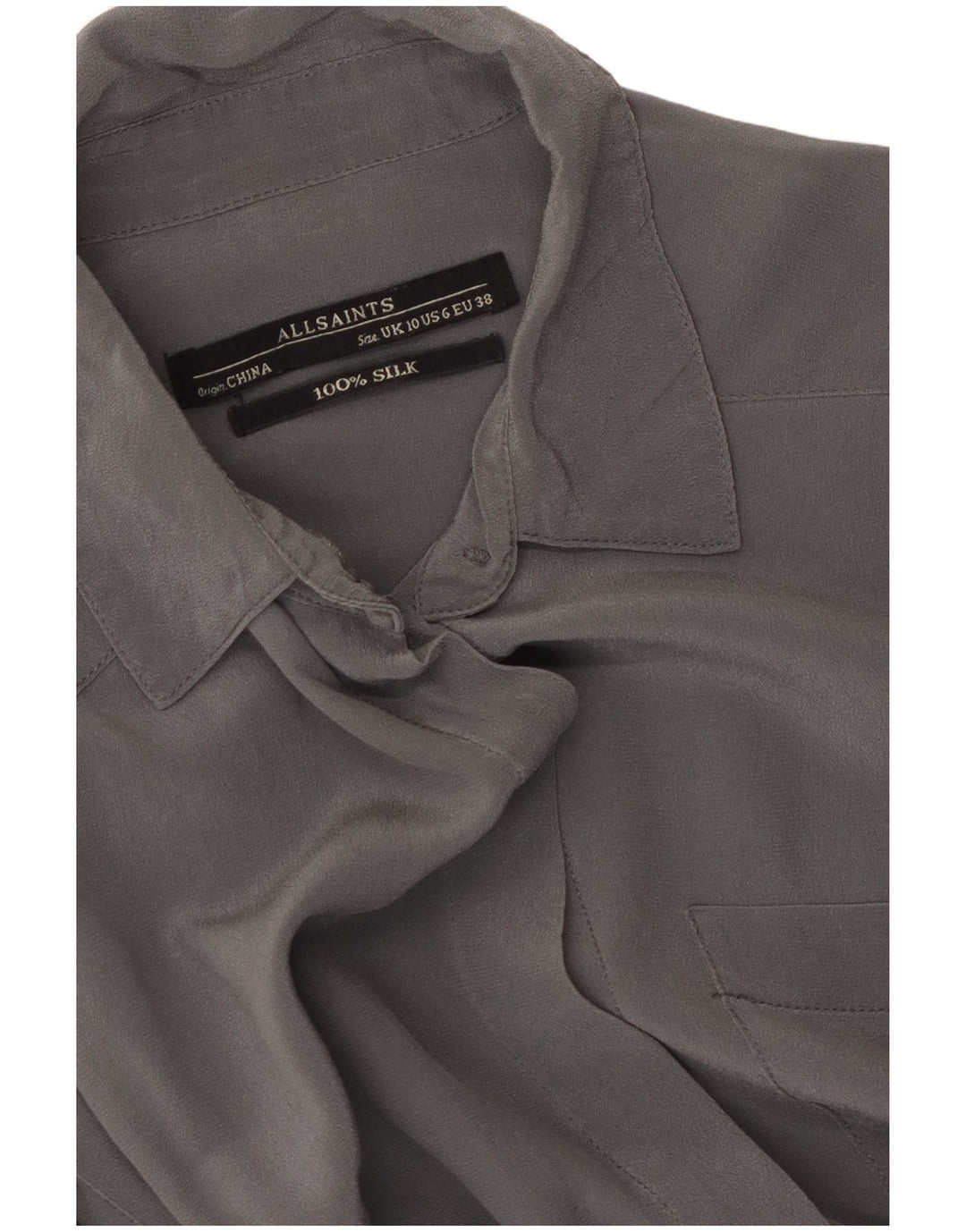 ALL SAINTS Kvinder Oversized Skjortekjole UK 10 Small Grey Silk