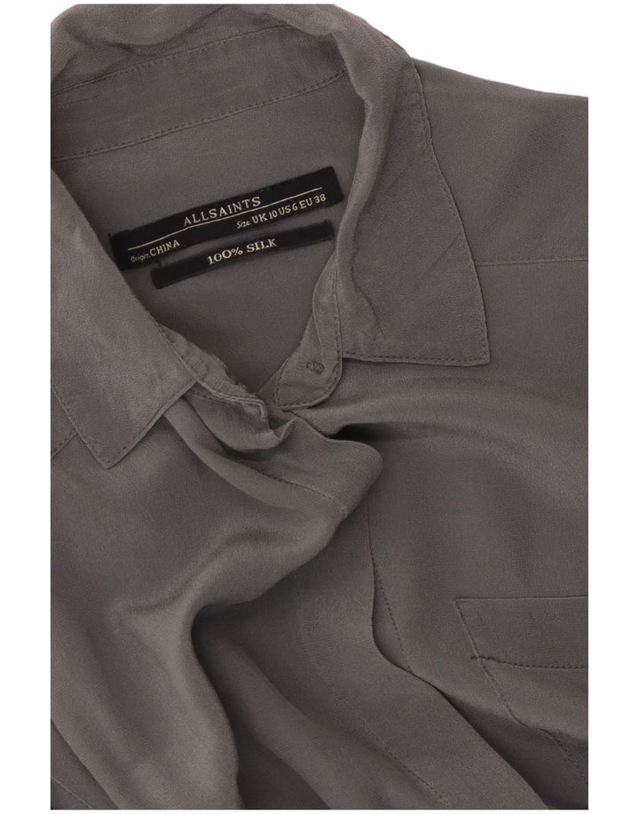 ALL SAINTS Kvinder Oversized Skjortekjole UK 10 Small Grey Silk