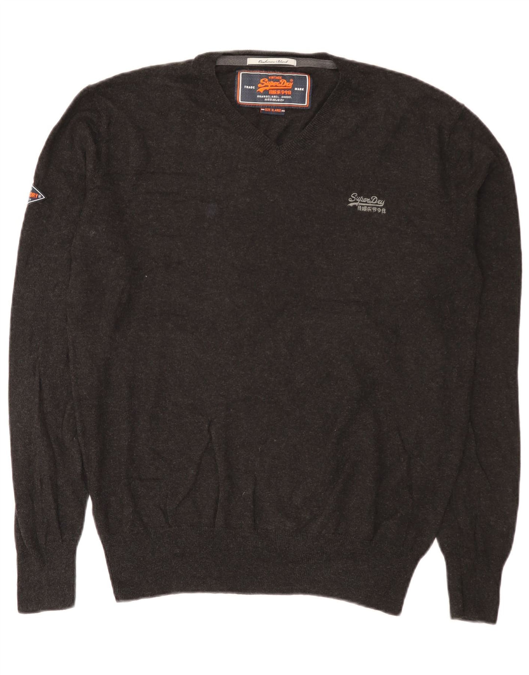 Superdry Herre V-hals sweater XL Grå Bomuld