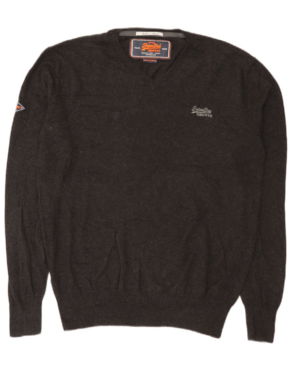 Superdry Herre V-hals sweater XL Grå Bomuld