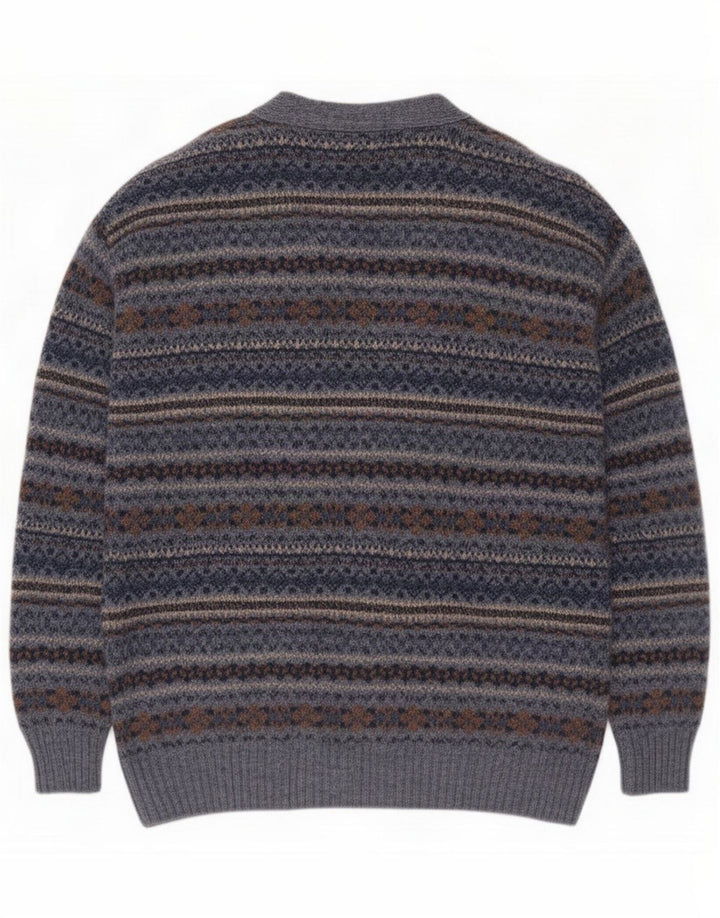 J.C.Twidd cardigan sweater til mænd, stor gråstribet uld