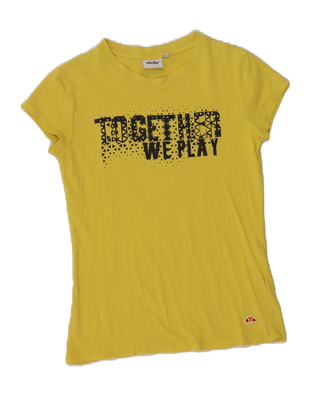 ELLESSE Womens Graphic T-Shirt Top UK 12 Medium Yellow Vintage Ellesse and Second-Hand Ellesse from Messina Hembry 