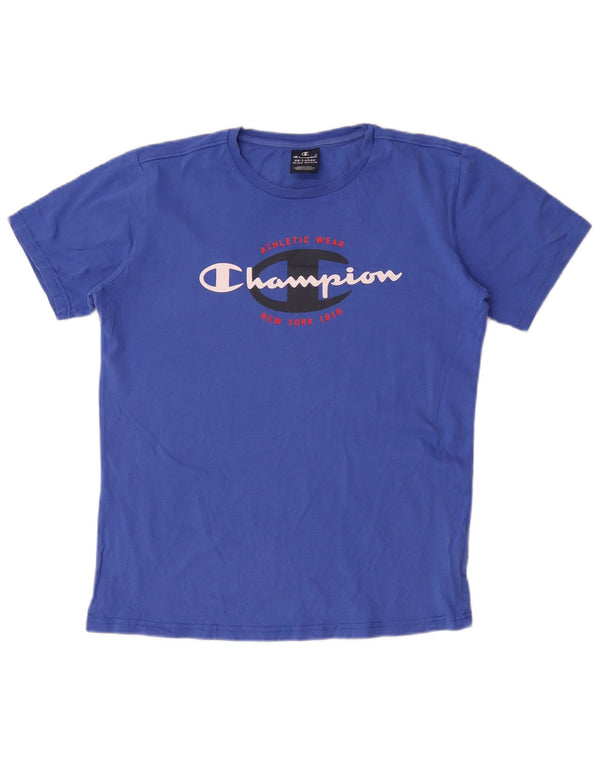 Champion Boys Grafisk T-Shirt Top 15-16 år 2XL Blå Bomuld