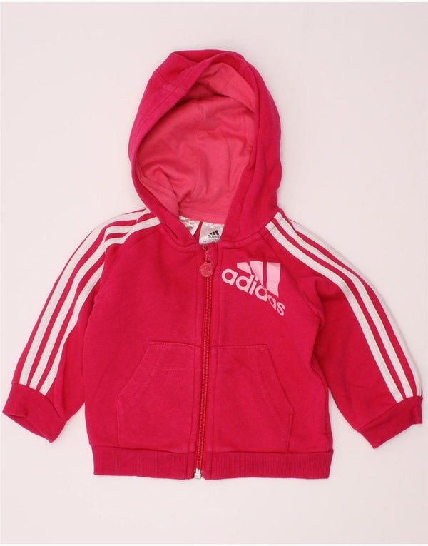 ADIDAS Baby Girls Grafisk hættetrøje med lynlås 3-6 måneder Pink Bomuld