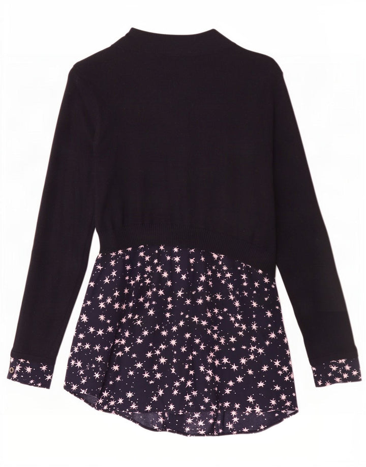 MINT FLØJL Dame abstrakt mønster basiskjole UK 10 Small Navy Blue