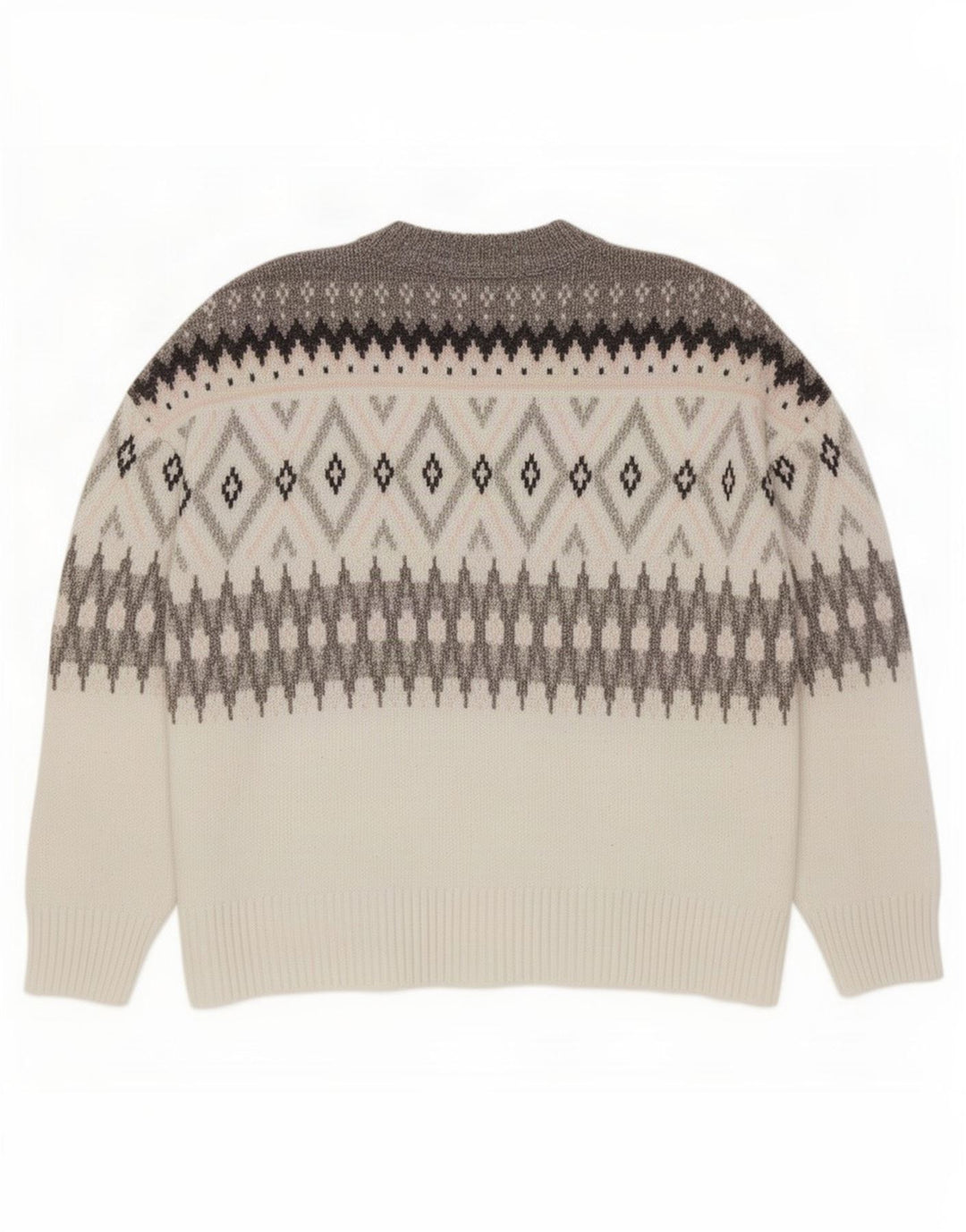 Marks & Spencer Herre sweater med rund hals XL Grå Fair Isle Polyester